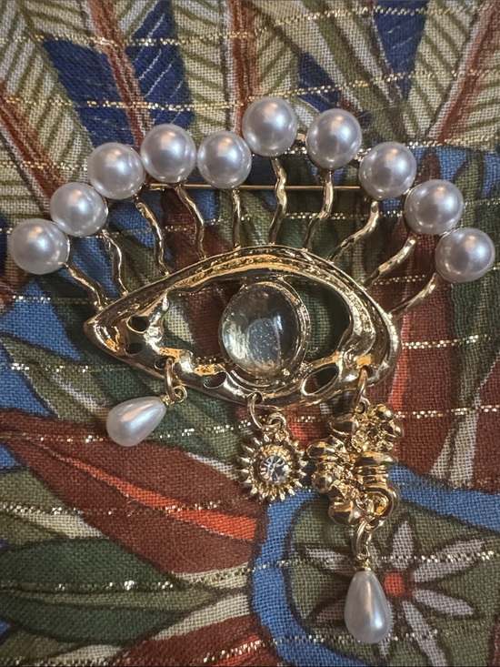Jewelry - Gold-Tone Pearl Eye Brooch - Women's Jewelry